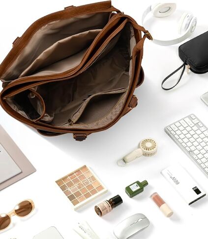 حقيبة كمبيوتر محمول للنساء مقاس 17.3 بوصة، حقائب عمل جلدية، حقيبة حمل ذات سعة كبيرة مع حامل أكواب كبير للنساء، حقائب كمبيوتر عتيقة لأجهزة الكمبيوتر المحمولة، حقيبة ممرضة المعلم، حقيبة مكتب مقاومة للماء in Kuwait