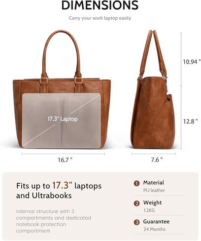 حقيبة كمبيوتر محمول للنساء مقاس 17.3 بوصة، حقائب عمل جلدية، حقيبة حمل ذات سعة كبيرة مع حامل أكواب كبير للنساء، حقائب كمبيوتر عتيقة لأجهزة الكمبيوتر المحمولة، حقيبة ممرضة المعلم، حقيبة مكتب مقاومة للماء in Kuwait
