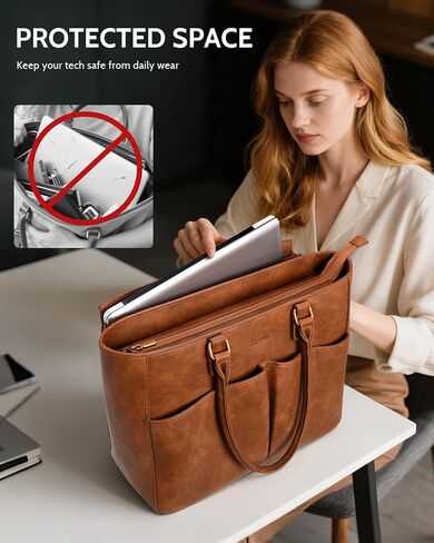 حقيبة كمبيوتر محمول للنساء مقاس 17.3 بوصة، حقائب عمل جلدية، حقيبة حمل ذات سعة كبيرة مع حامل أكواب كبير للنساء، حقائب كمبيوتر عتيقة لأجهزة الكمبيوتر المحمولة، حقيبة ممرضة المعلم، حقيبة مكتب مقاومة للماء in Kuwait