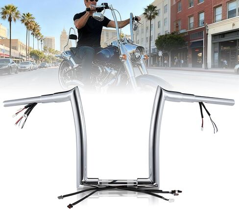 14" Pre-wired Ape Hangers 1 1/2" Fat Softail Mercenary Handlebars & Cable Kit for 2016 and Later Harley Softail & 2016-2017 DYNA low Rider S, Chrome in Saudi Arabia