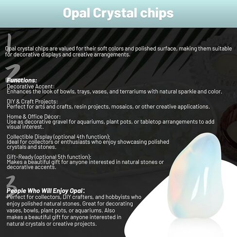 1.1lb Natural Crushed Opal Crystal Tumbled Chips-Opal Healing Crystals Chips Bulk, Crushed Crystal Gemstones for Crafts, Beautiful Package for Gift (Opal) in Kuwait