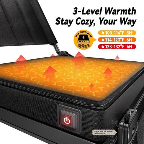 مقاعد ملعب مُدفأة مع دعم خلفي للمبيض، مقعد وسادة سميك قابل للحمل بخمسة زوايا وارتفاع قابل للتعديل مع حقيبة تخزين حامل أكواب، يتضمن حزام الكتف، يستخدم للأحداث الرياضية والحفلات الموسيقية in Kuwait