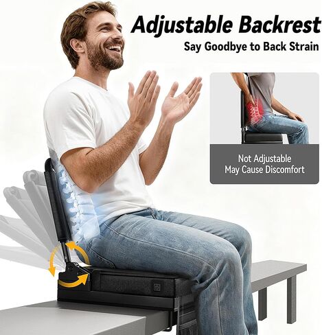 مقاعد ملعب مُدفأة مع دعم خلفي للمبيض، مقعد وسادة سميك قابل للحمل بخمسة زوايا وارتفاع قابل للتعديل مع حقيبة تخزين حامل أكواب، يتضمن حزام الكتف، يستخدم للأحداث الرياضية والحفلات الموسيقية in Kuwait