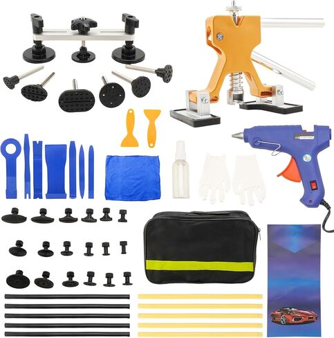 مجموعة أدوات سحب دنت السيارة، 52 قطعة أداة إزالة دنت السيارة، أداة سحب جسر قابلة للتعديل ورافع ذهبي، طقم إصلاح دنت مناسب لأضرار البرد الكبيرة والصغيرة in Kuwait