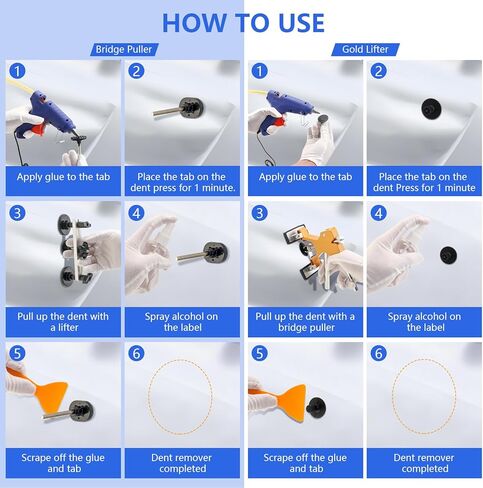 مجموعة أدوات سحب دنت السيارة، 52 قطعة أداة إزالة دنت السيارة، أداة سحب جسر قابلة للتعديل ورافع ذهبي، طقم إصلاح دنت مناسب لأضرار البرد الكبيرة والصغيرة in Kuwait