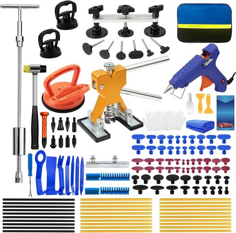 مجموعة أدوات إصلاح دنت السيارات مكونة من 59 قطعة، مناسبة للخدوش الصغيرة والمتوسطة، وأدوات إزالة الدنتات بدون طلاء، طقم إصلاح انبعاجات الباب المحمول وتلف البرد، مجموعة إصلاح هياكل السيارات مع مسدس الغراء الساخن in Kuwait