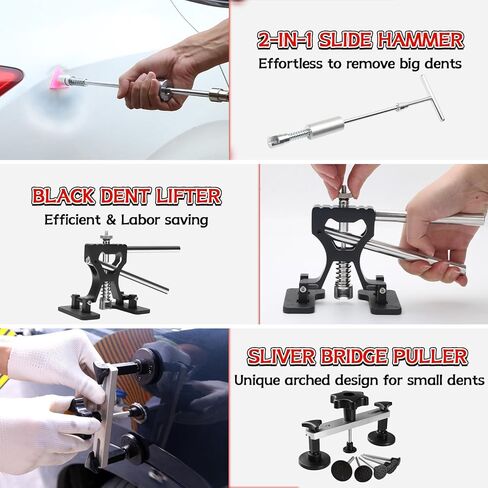 مجموعة أدوات سحب دنت السيارة، طقم إصلاح دنت بدون طلاء، مجموعة إزالة دنت السيارات مع رافع دنت قابل للتعديل، أداة إزالة دنت السيارة أداة إزالة دنت السيارة in Kuwait