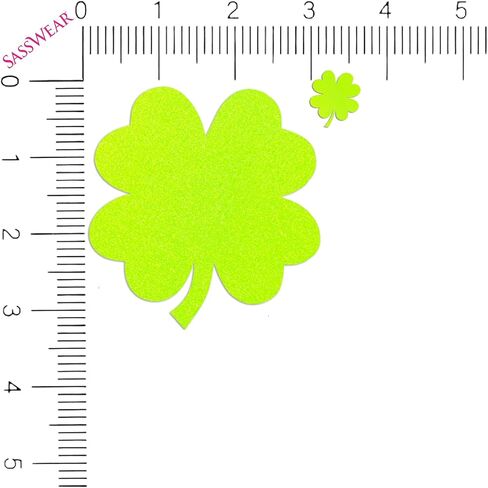 Sasswear Glitz Nips Clover Pasties أغطية حلمات شامروك باللون الأخضر النيون، بتلات الثدي المتوهجة باللون الأسود مع ملصقات الجسم الصغيرة المتطابقة in Kuwait