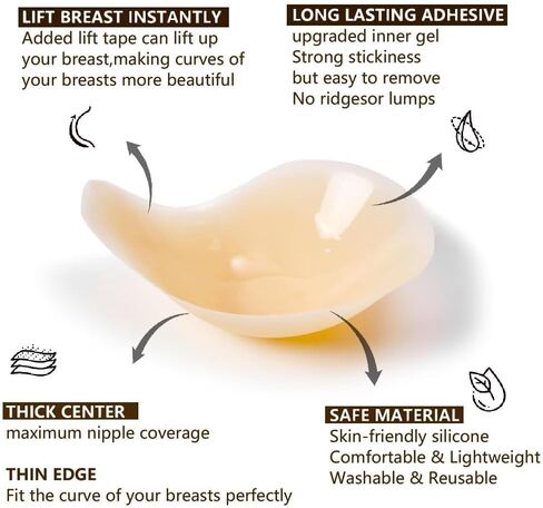 Two Pairs Adhesive Bras for Women, Seamless Nipple Covers with Lift, Ultra-Thin Push Up Pasties in Saudi Arabia