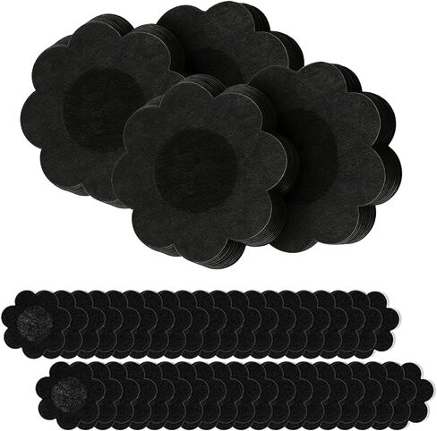 50 قطعة من فطائر اللحم السوداء، أغطية حلمات للنساء للاستعمال مرة واحدة، ملصقات أغطية صدر غير مرئية من القماش غير المنسوج ذاتية اللصق in Kuwait