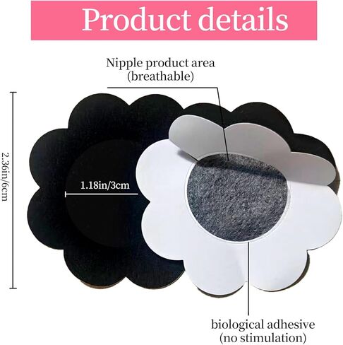 50 قطعة من فطائر اللحم السوداء، أغطية حلمات للنساء للاستعمال مرة واحدة، ملصقات أغطية صدر غير مرئية من القماش غير المنسوج ذاتية اللصق in Kuwait