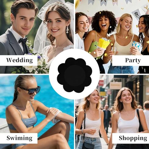 50 قطعة من فطائر اللحم السوداء، أغطية حلمات للنساء للاستعمال مرة واحدة، ملصقات أغطية صدر غير مرئية من القماش غير المنسوج ذاتية اللصق in Kuwait