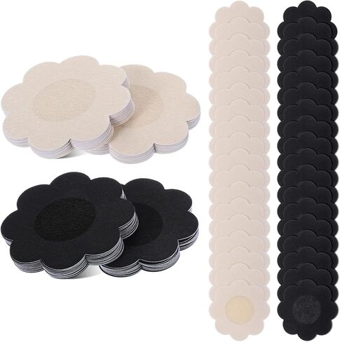 80 Pcs Nipple Stickers for Women, Black Nipple Covers & Nude, Disposable Nipples Covers for Women, 2.36in/6cm Non-Woven Fabric Pasties, Invisible & Self-Adhesive in Kuwait