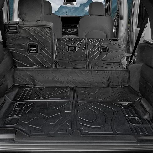 Cargo Mat for 2021-2025 2026 Jeep Wrangler JL 4XE (4-Door Unlimitied), Full Coverage All Weather TPE Protector Cargo Mat with Backrest Mat Trunk Mat Cargo Liner for Jeep Wrangler 4XE Accessories in Kuwait