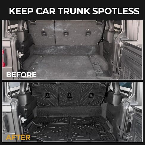 Cargo Mat for 2021-2025 2026 Jeep Wrangler JL 4XE (4-Door Unlimitied), Full Coverage All Weather TPE Protector Cargo Mat with Backrest Mat Trunk Mat Cargo Liner for Jeep Wrangler 4XE Accessories in Kuwait