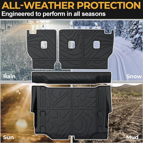 Cargo Mat for 2021-2025 2026 Jeep Wrangler JL 4XE (4-Door Unlimitied), Full Coverage All Weather TPE Protector Cargo Mat with Backrest Mat Trunk Mat Cargo Liner for Jeep Wrangler 4XE Accessories in Kuwait
