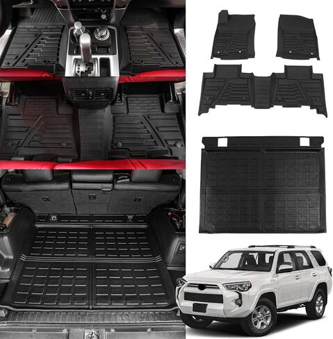 Back Seat Cover Compatible with 2010-2024 Toyota 4 Runner 5 Seat 2nd Row Seat Protector Trunk Mat All Weather Cargo Liner 2023 4Runner Accessories (Backrest Mats,Fit W/O&with Sliding Tray) in Saudi Arabia