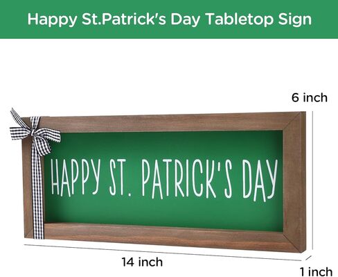 ديكورات عيد القديس باتريك - لافتة سطح الطاولة للقديس باتريك السعيد - علامة مزرعة خشبية لعيد القديس باتريك للمنزل ورف الموقد وطاولة ديكور النافذة in Kuwait
