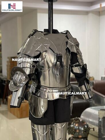 NauticalMart Medieval Knight Armor | Wearable Crusader Suit of Armor | 18 Gauge Steel | Full Suit of Armour with Crusader Helmet | For Reenactments & Role-Playing in Saudi Arabia