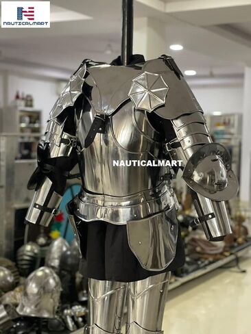 NauticalMart Medieval Knight Armor | Wearable Crusader Suit of Armor | 18 Gauge Steel | Full Suit of Armour with Crusader Helmet | For Reenactments & Role-Playing in Saudi Arabia