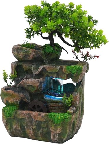 نافورة مياه داخلية، نوافير داخلية وشلالات مع مصباح LED متغير الألوان، نافورة مكتب داخلية من الراتنج، زخرفة الطاولة لغرف المعيشة والمكاتب وغرف الدراسة وغرف الطعام in Kuwait