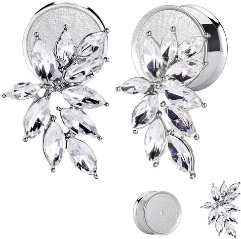 فانكولا قطعتان من سدادات أنفاق الأذن مع مكعب زركونيا متدلية من الفولاذ المقاوم للصدأ لا تسبب الحساسية DIY موسع الأذن نقالة ثقب الجسم مجوهرات لحفلات الزفاف in Kuwait