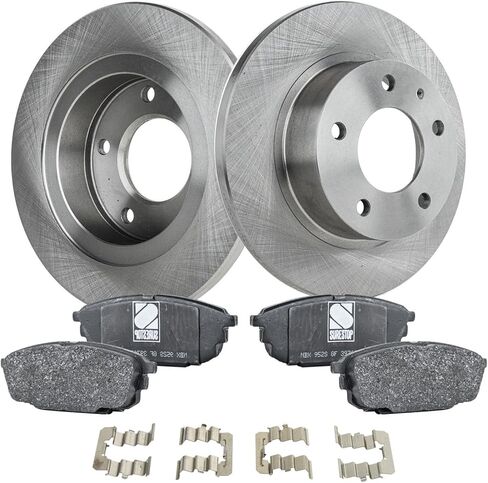 طقم قرص ووسادة الفرامل الخلفية البديلة المتوافقة مع Mazda Protege 2.0L (2002-2003) مع فرامل قرصية خلفية in Kuwait
