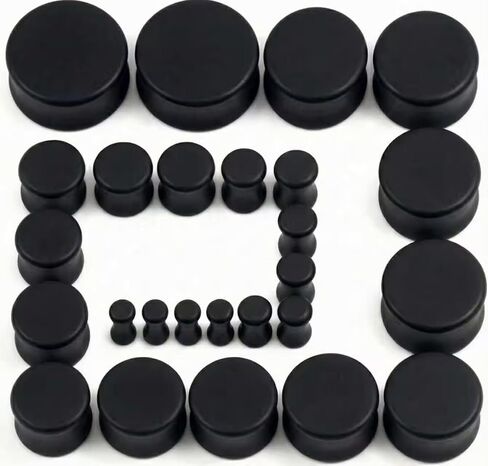 Kridzisw 8G-25mm الصلبة سيليكون قياس الأذن المقابس الأقراط مزدوجة مضيئة المقابس المتوسع تمتد عدة قياس Earlets المقابس للنساء الرجال أسود أبيض اللحم الجلد in Saudi Arabia