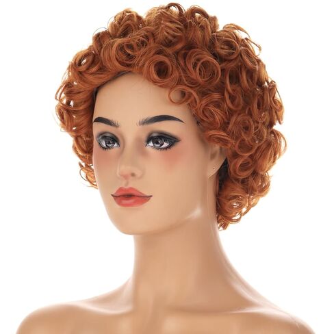 BERON Reddish Orange Wig Short Curly Wigs for Women Girls Halloween Costume Cosplay Use Hair Wig in Saudi Arabia