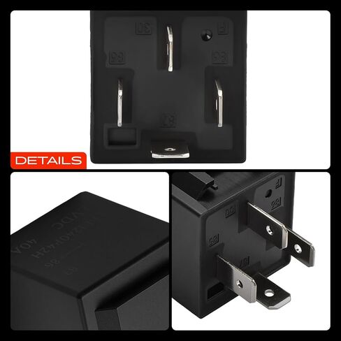 A-Premium 12V 40A 4-Pin SPST Relay مع مقبس تسخير الأسلاك ودعامة حديدية متوافقة مع السيارات والشاحنات والقوارب البحرية (مجموعة 5 قطع) in Kuwait