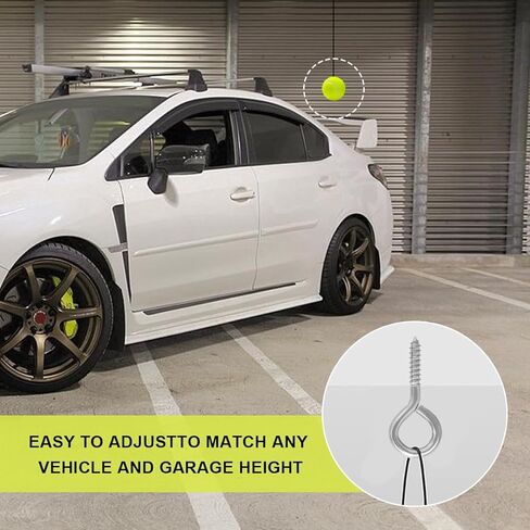 2 PCS Garage Parking Aid Ball, Tennis Ball Car Stop Indicator with Adjustable Height Lanyard, Parking Guide System Sensor Assistant Kit with Screw Hooks & Clips for Vehicles in Saudi Arabia