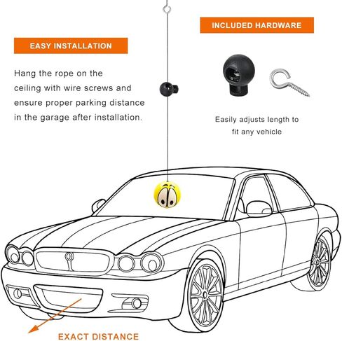 2PCS Garage Parking Aids, Funny Garage Stop Indicators Assist Balls with Screw Hooks and Cord Locks, Retractable Aid-Parking Balls Car Stoppers for Most Vehicles, Car Accessories in Saudi Arabia