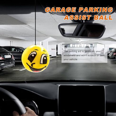 2PCS Garage Parking Aids, Funny Garage Stop Indicators Assist Balls with Screw Hooks and Cord Locks, Retractable Aid-Parking Balls Car Stoppers for Most Vehicles, Car Accessories in Saudi Arabia