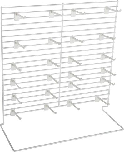 SSWBasics 24-Peg White Wire Countertop Rack - 18"W x 20"H - Display Racks for Vendors, Retail, Convenience, Craft Fairs, and Thrift Stores - Impulse Buy Display at Checkout - Use for Home Jewelry in Saudi Arabia