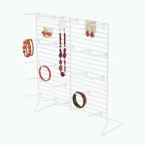 SSWBasics 24-Peg White Wire Countertop Rack - 18"W x 20"H - Display Racks for Vendors, Retail, Convenience, Craft Fairs, and Thrift Stores - Impulse Buy Display at Checkout - Use for Home Jewelry in Saudi Arabia