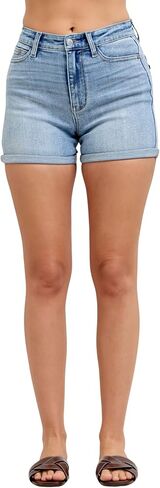 Judy Blue High Waist Slim Light Wash Cell Phone Pocket Shorts in Saudi Arabia