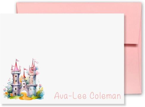 KAI KAI MARKET | Enchanted Castle 3 | Personalized Stationery | Flat Note Cards and Envelopes | Kids, Fairy Tale, Princess, Kingdom | Thank You Cards | in Saudi Arabia