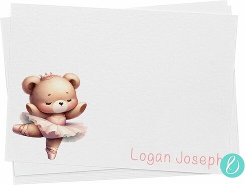 KAI KAI MARKET | Twirl & Play Bear Ballerina | Personalized Stationery | Flat Note Cards and Envelopes | Dancing, Tutu | Thank You Cards | in Saudi Arabia