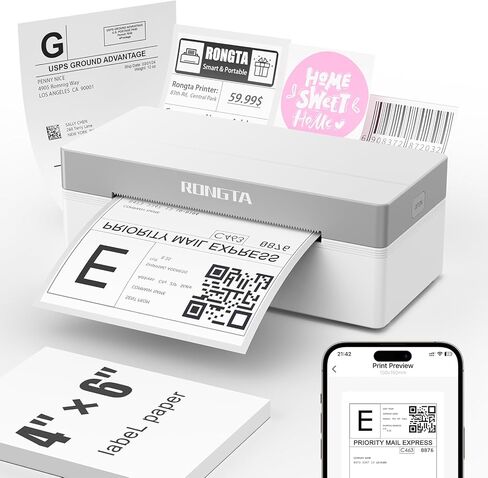 Rongta RP425 Label Printer+ White Label Holder in Saudi Arabia