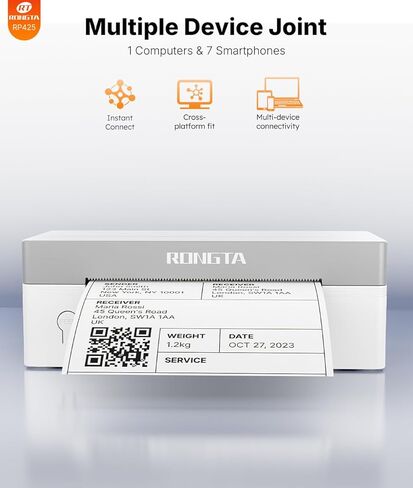 Rongta RP425 Label Printer+ White Label Holder in Saudi Arabia