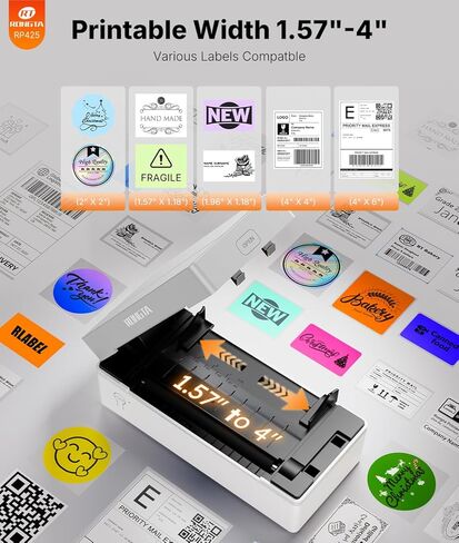 Rongta RP425 Label Printer+ White Label Holder in Saudi Arabia