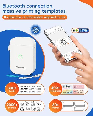 Label Maker Machine with Tape, D11s Bluetooth Label Maker Waterproof Labels, Portable Mini Label Printer with Various Templates for Home Office School, White in Saudi Arabia