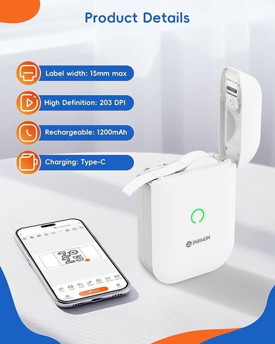 Label Maker Machine with Tape, D11s Bluetooth Label Maker Waterproof Labels, Portable Mini Label Printer with Various Templates for Home Office School, White in Saudi Arabia