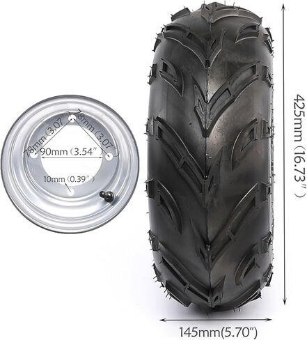 Go Kart ATV Front Wheels Assembly, Tire with Rim, 4 Stud Hub 110mm 4.33" Bolt Pattern, Front Swingarm Suspension Kit for Go Kart ATV Buggy Quad Drift Trike (16x8-7 Tires) in Saudi Arabia