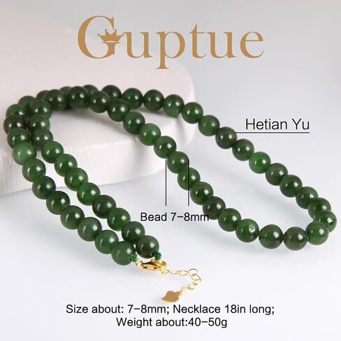 حقيقية الطبيعية اليشم الأخضر الأحجار الكريمة Hetian اليشم قلادة 8-9 مللي متر حبة مستديرة تمتد قلادة للنساء معتمد اليدوية الأحجار الكريمة in Kuwait