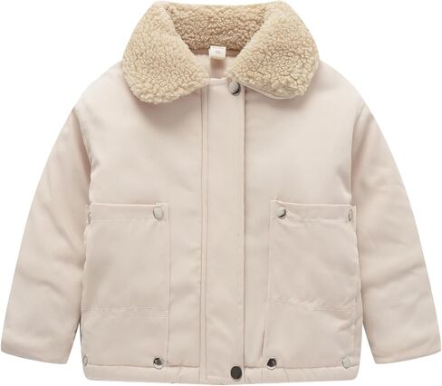 Mud Kingdom Boy Winter Jacket Thick Warm Fleece Long Sleeve Lapel Solid Coat Casual Outerwear in Saudi Arabia