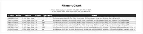 طقم خدمة استبدال ضاغط مكيف الهواء متوافق مع Ford E-350 Super Duty 2023 2022 2021 2019 2018 2017 2016 2015 2014 2013 2012 2011 2010 2009 2008 2007 P-3831554 in Kuwait