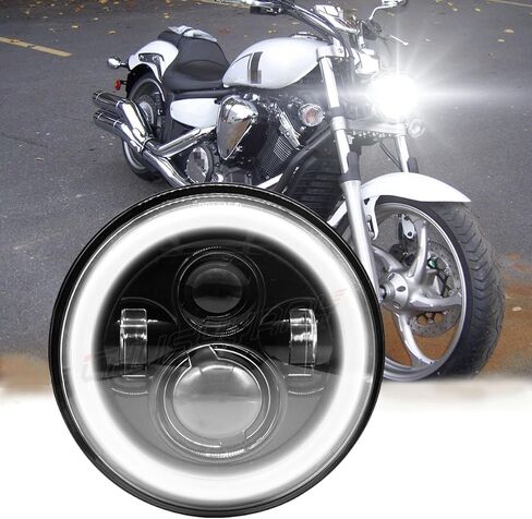 CHUSYYRAY 7'' Round Compatible with Yamaha Stryker XVS1300 LED Motorcycle Headlight Assembly for Off-road, High Low Beam DRL Turn Signal, DOT Approved, 55W 6000K White, 1PCS in Saudi Arabia
