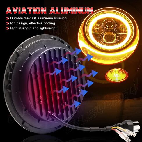 CHUSYYRAY 7'' Round Compatible with Yamaha Stryker XVS1300 LED Motorcycle Headlight Assembly for Off-road, High Low Beam DRL Turn Signal, DOT Approved, 55W 6000K White, 1PCS in Saudi Arabia