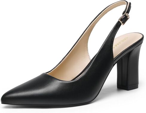 حلم أزواج إمرأة Slingback الكعوب كتلة مكتنزة الكعوب أشار تو مغلقة تو مضخات مريحة العمل مكتب حذاء رسمي in Saudi Arabia